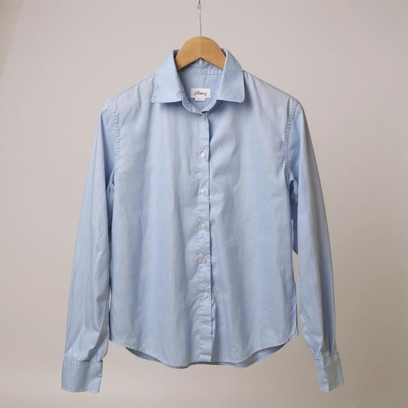 Brioni Women’s IT 46 | US 10 Blue Cotton Button-Up Shirt | Made in Italy (WL) - Picture 1 of 11